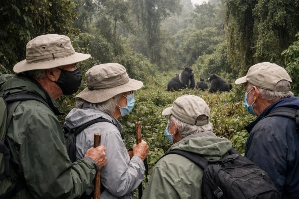 Elderly people on gorilla trekking