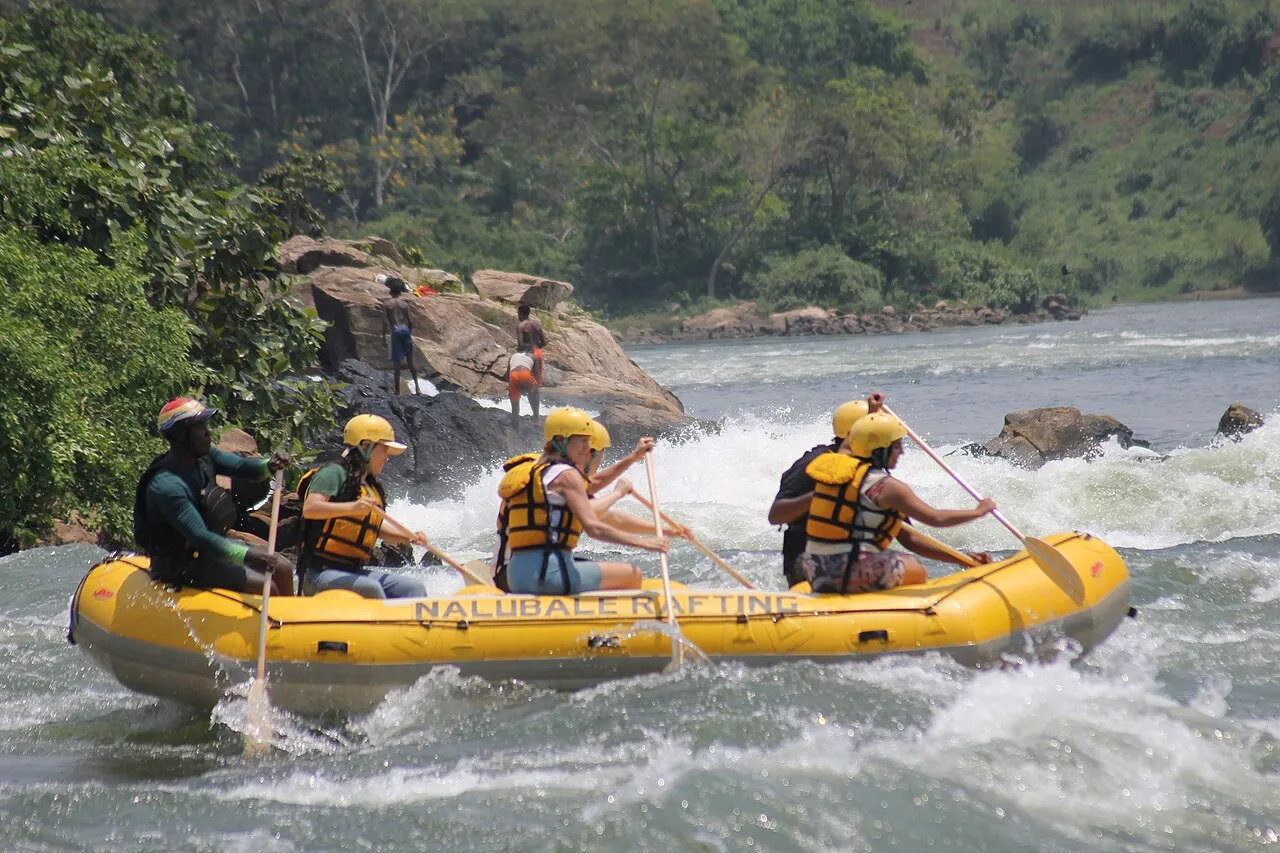 Rafting participants enjoying the River Nile in Uganda