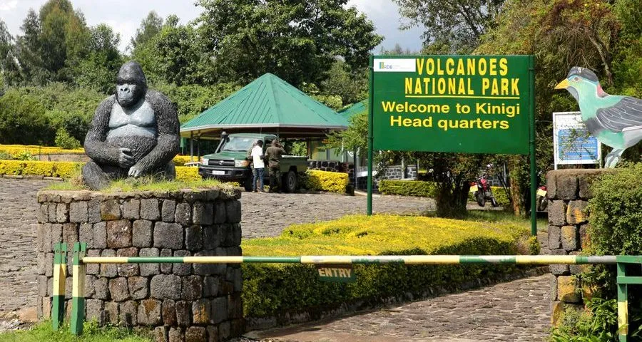Entrance to Volcanoes National Park headquarters in Kinigi, Rwanda, starting point for mountain gorilla trekking experiences